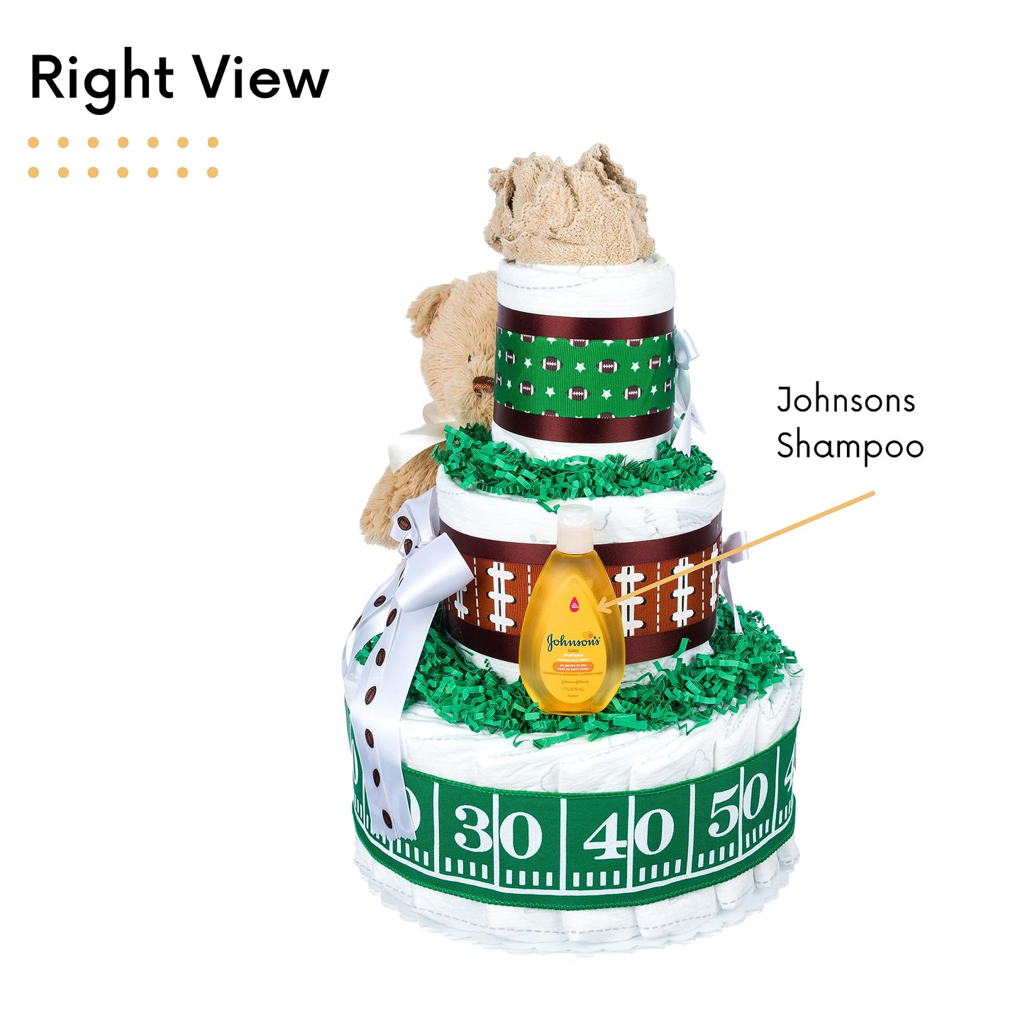 Lil' Baby Cakes Football Diaper Cake - Adorable Baby Boy Gift Using Size 1 Swaddler Diapers - Perfect For Baby Showers With Foot