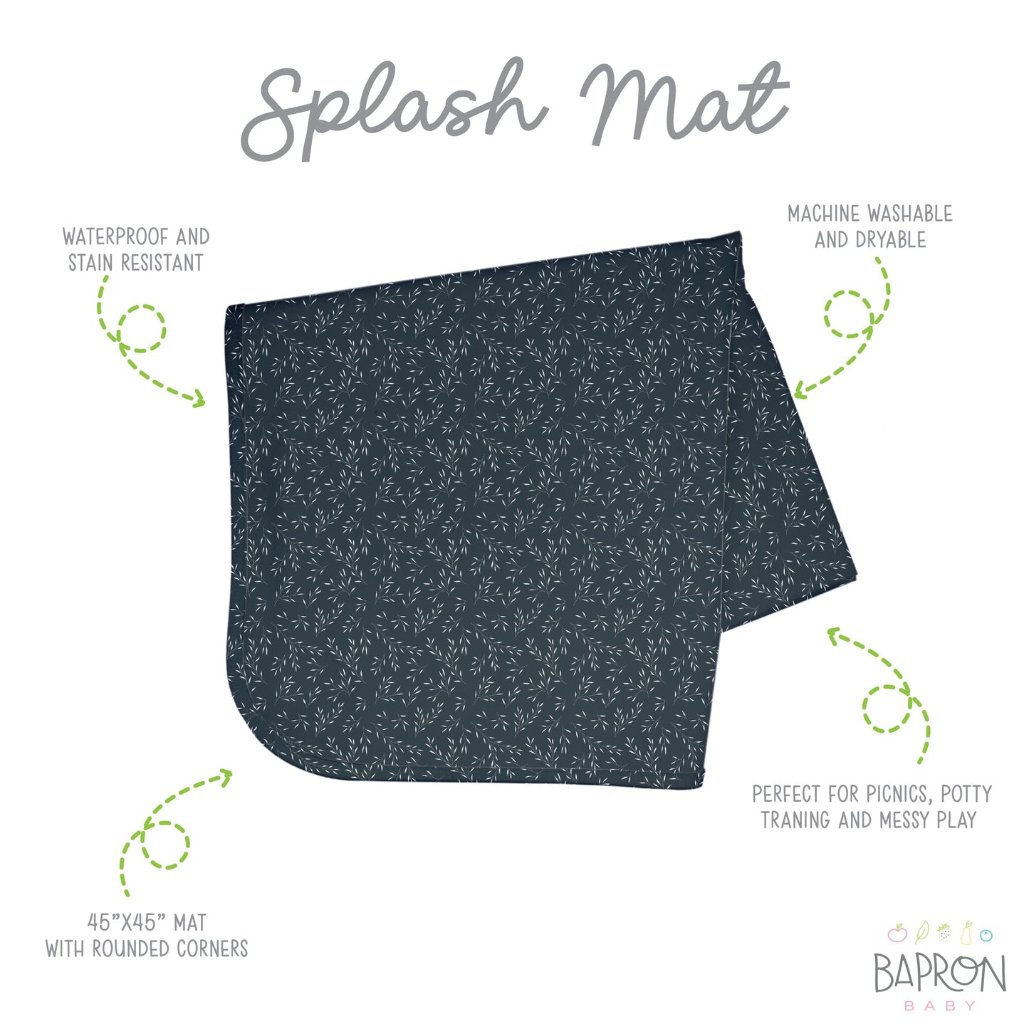 Bapronbaby Willow Splash Mat - Waterproof Catch-All For Under High Chairs, Floors, Tables, Playtime Or Arts & Crafts - Machine W