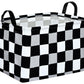 ACMUUNI Rectangle Black-White Grid Gift Shelf Nursery Storage Basket Laundry Hamper with Handles,Toys Storage Box and Bins for B