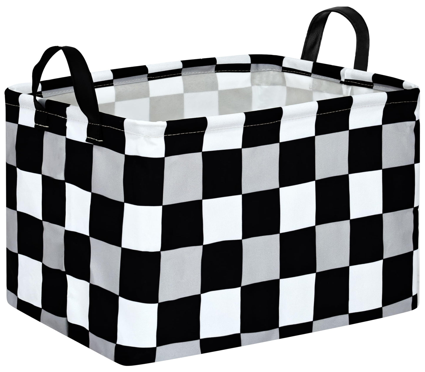 ACMUUNI Rectangle Black-White Grid Gift Shelf Nursery Storage Basket Laundry Hamper with Handles,Toys Storage Box and Bins for B