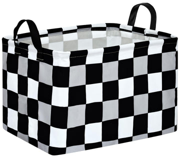 ACMUUNI Rectangle Black-White Grid Gift Shelf Nursery Storage Basket Laundry Hamper with Handles,Toys Storage Box and Bins for B