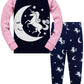 Little Girls Glow In Dark Unicorn Pajamas 2 Piece Set 100% Cotton Sleepwear Toddler Clothes Moon Style Pjs (Moon Unicorn-6214-6T