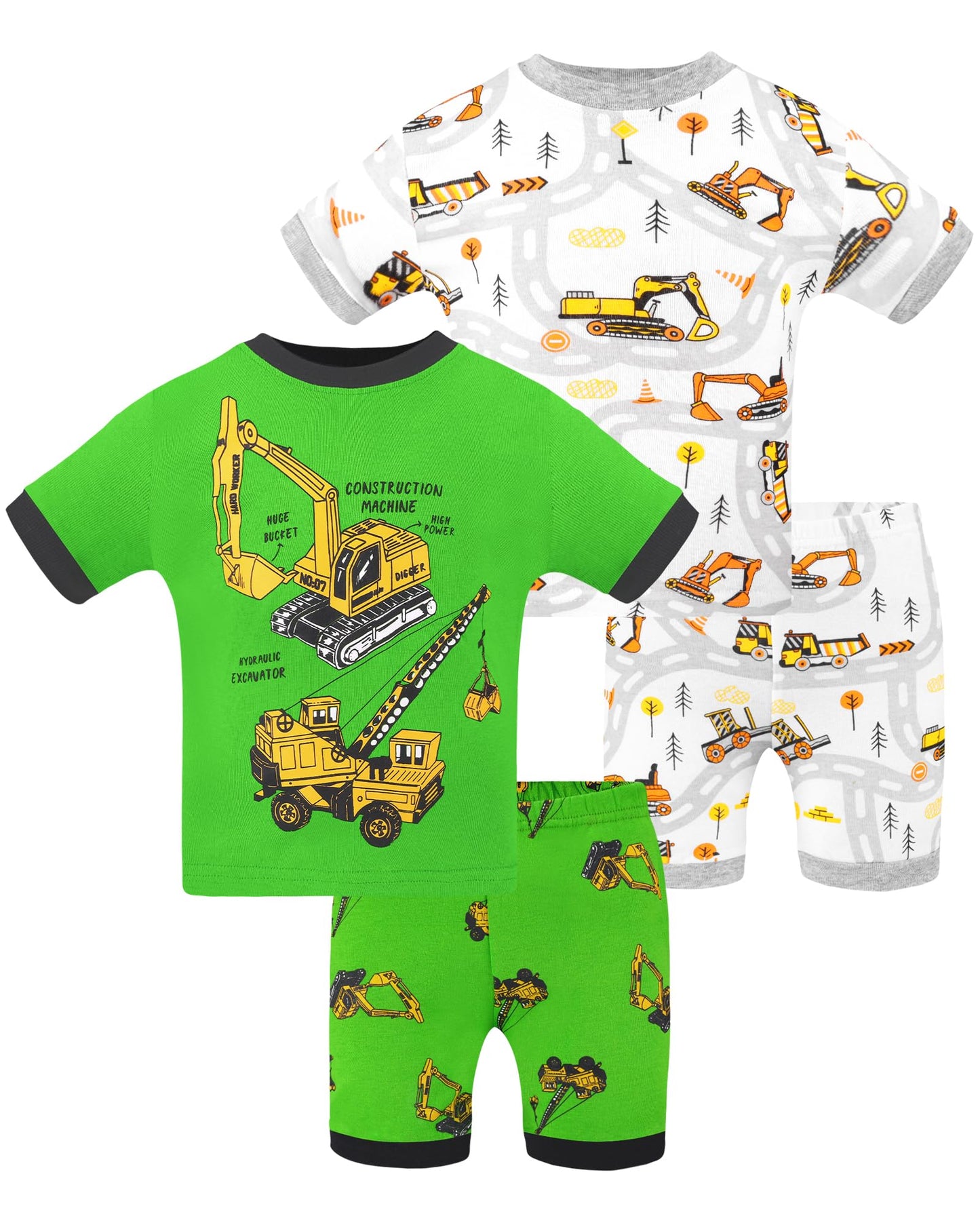 Daughter Queen Boys Pajamas 18-24 Months Summer Pjs Construction Pj Sets Baby Toddler 100% Cotton Short Sleeve Jammies Digger Sl