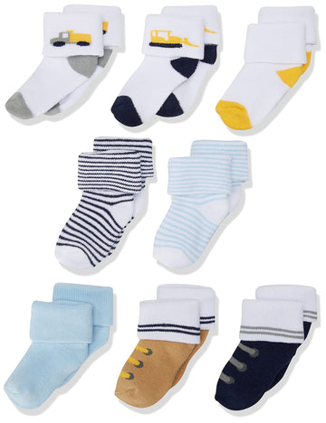 Luvable Friends Baby Boys Newborn And Terry Socks, Bulldozer, 0-6 Months Us