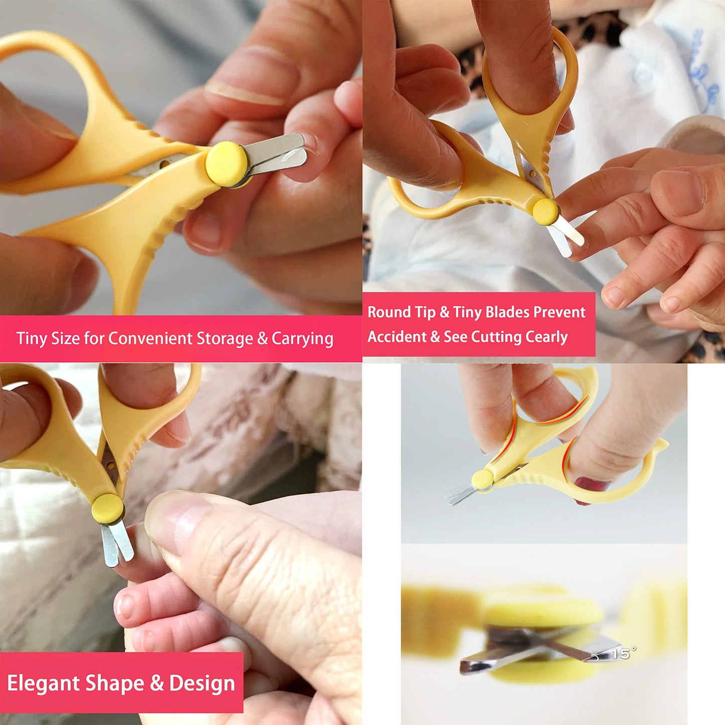 Pafason Baby Round Tip Safety Manicure Nail Scissors And Baby Glass Nail File Set, Stainless Steel, Czech Float Glass, Ideal Sho