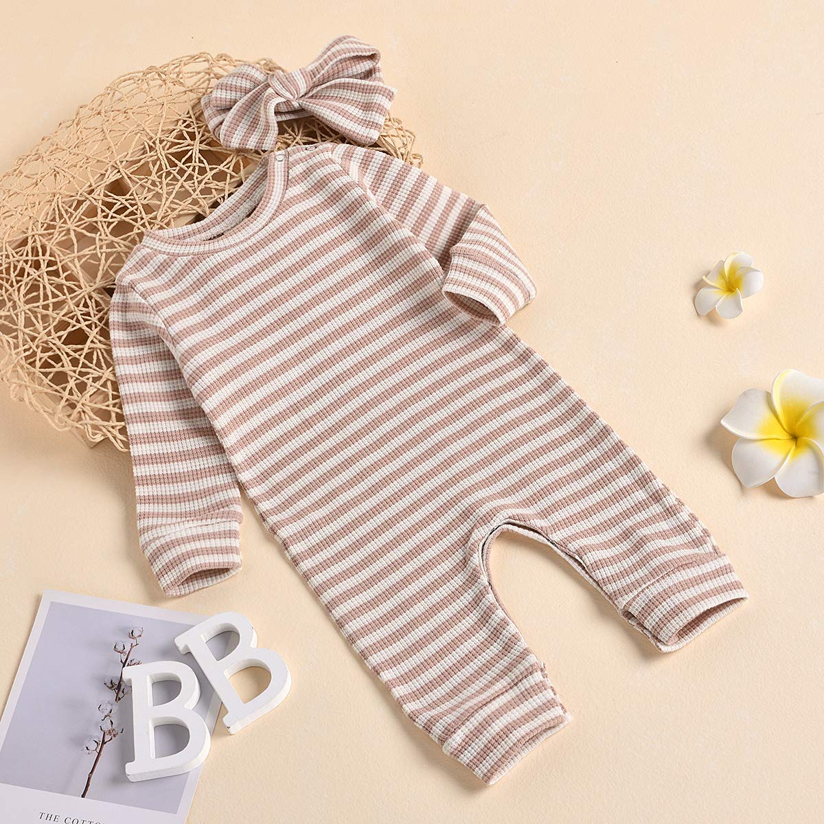 Aimaopao Newborn Infant Baby Girl Romper Bodysuit Girls Stripe Print One Piece Jumpsuit Pants Clothes Outfits (Stripe Long Sleev