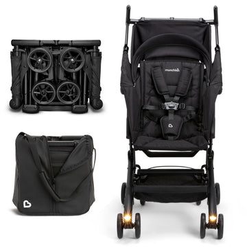 Munchkin Night Owl Lightweight Travel Stroller with Wheel Lights, Ultra Compact Baby Stroller for Everyday Travel and Easy Stora