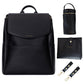 Mia + Sophia Leather Diaper Bag Backpack With Usb Charging Port, Changing Pad, Stroller Straps, And Bottle Holder (Black Olivia)