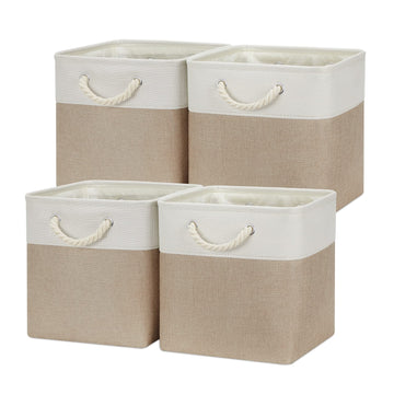 Temary 4 Pack Cube Storage Bins Cloth Baskets For Shelf, Fabric Storage Cubes 12 X 12 Baskets Gift Empty Toy Baskets For Kids, D