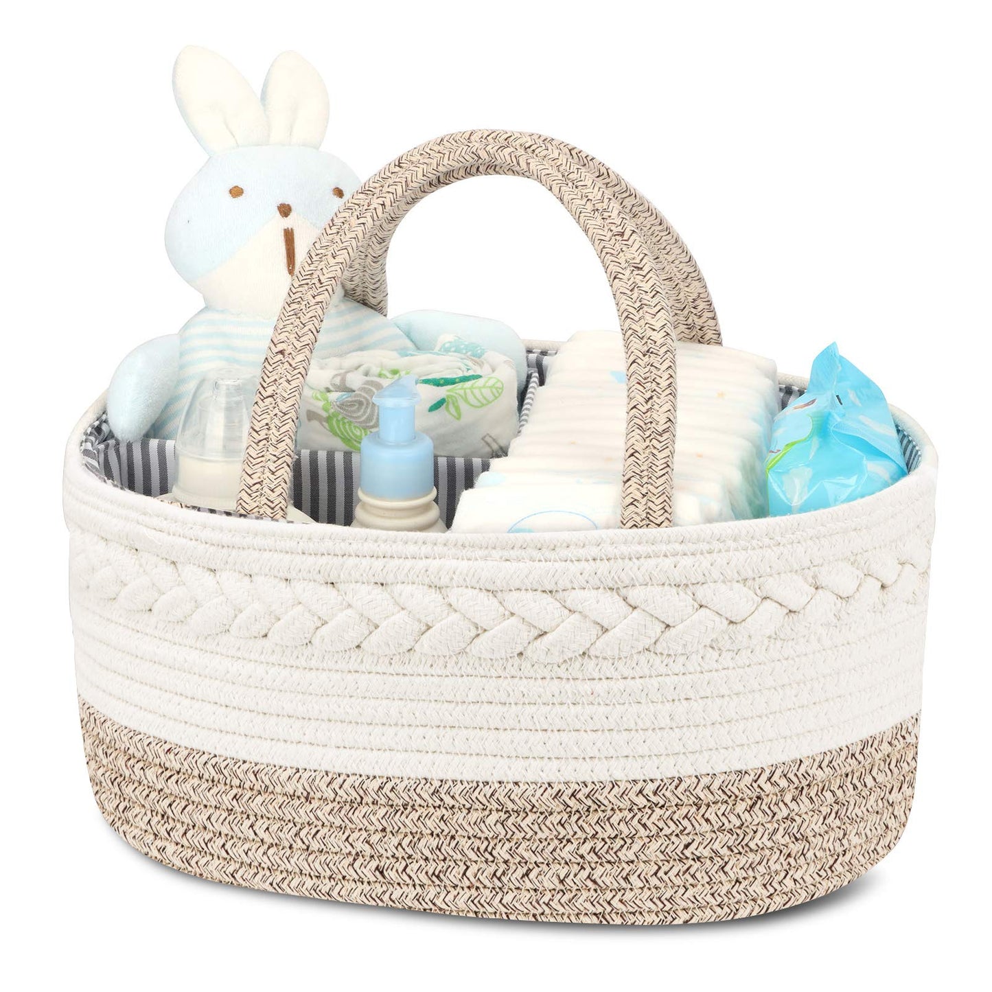 Maliton Baby Diaper Caddy Organizer, Stylish Cotton Rope Baby Basket Nursery Storage Organizer For Changing Table, Extra Large D