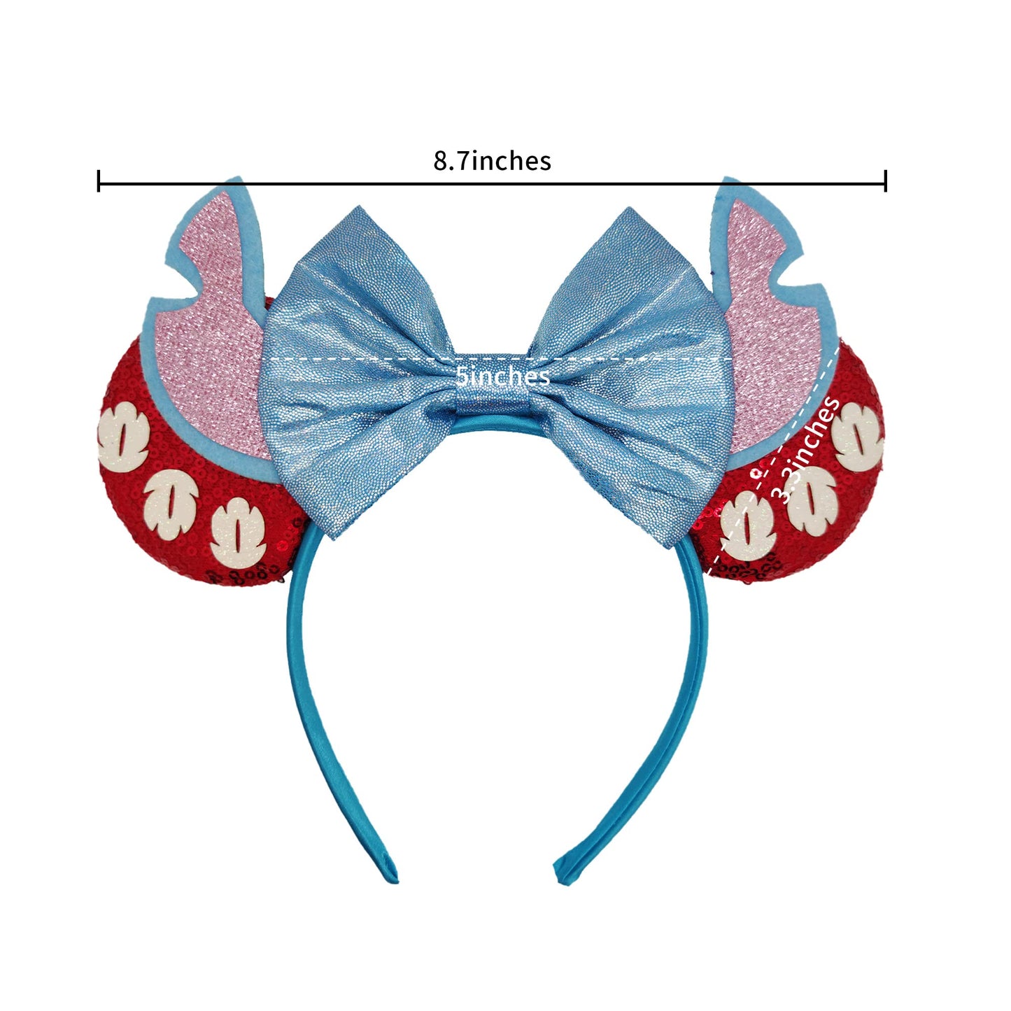 Mado Mouse Ears Headband For Women Girls, Glitter Stitch Headband Princess Dress Up Decorations Party Favors Park Hair Accessori