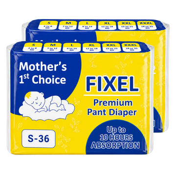 Fixel Baby Diaper Pants Small S Size Pack Of 2 (72 Pieces)