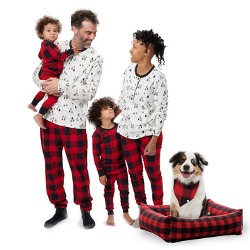 Honestbaby Baby Toddler 2-Piece Organic Cotton Family Jammies Pajamas, Holiday Tartan, 4T