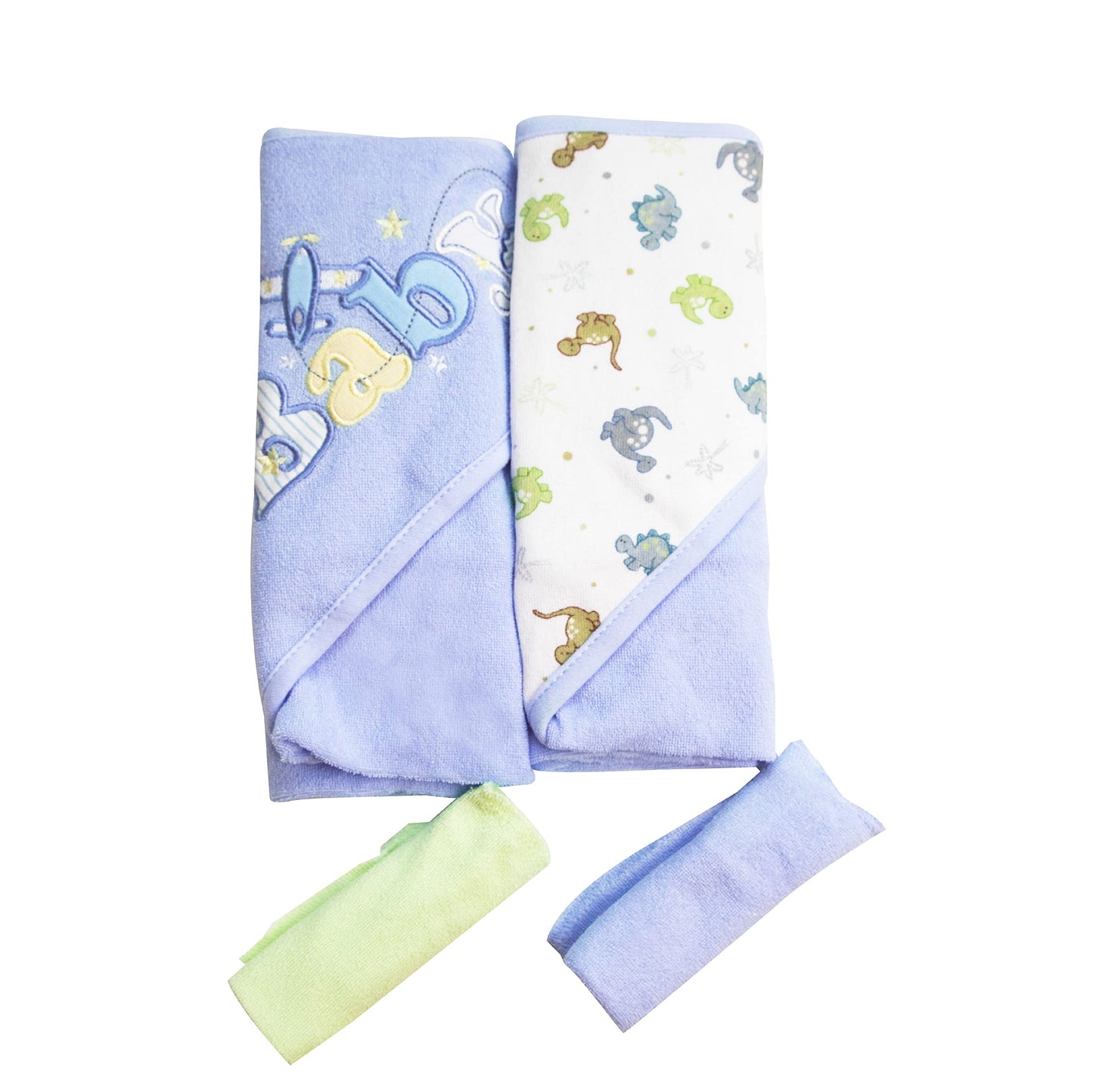 Spasilk Bath Hooded Towels & Washcloths Set for Babies, 2 Hooded Terry Bath Towels & 2 Washcloths, Grey Lion