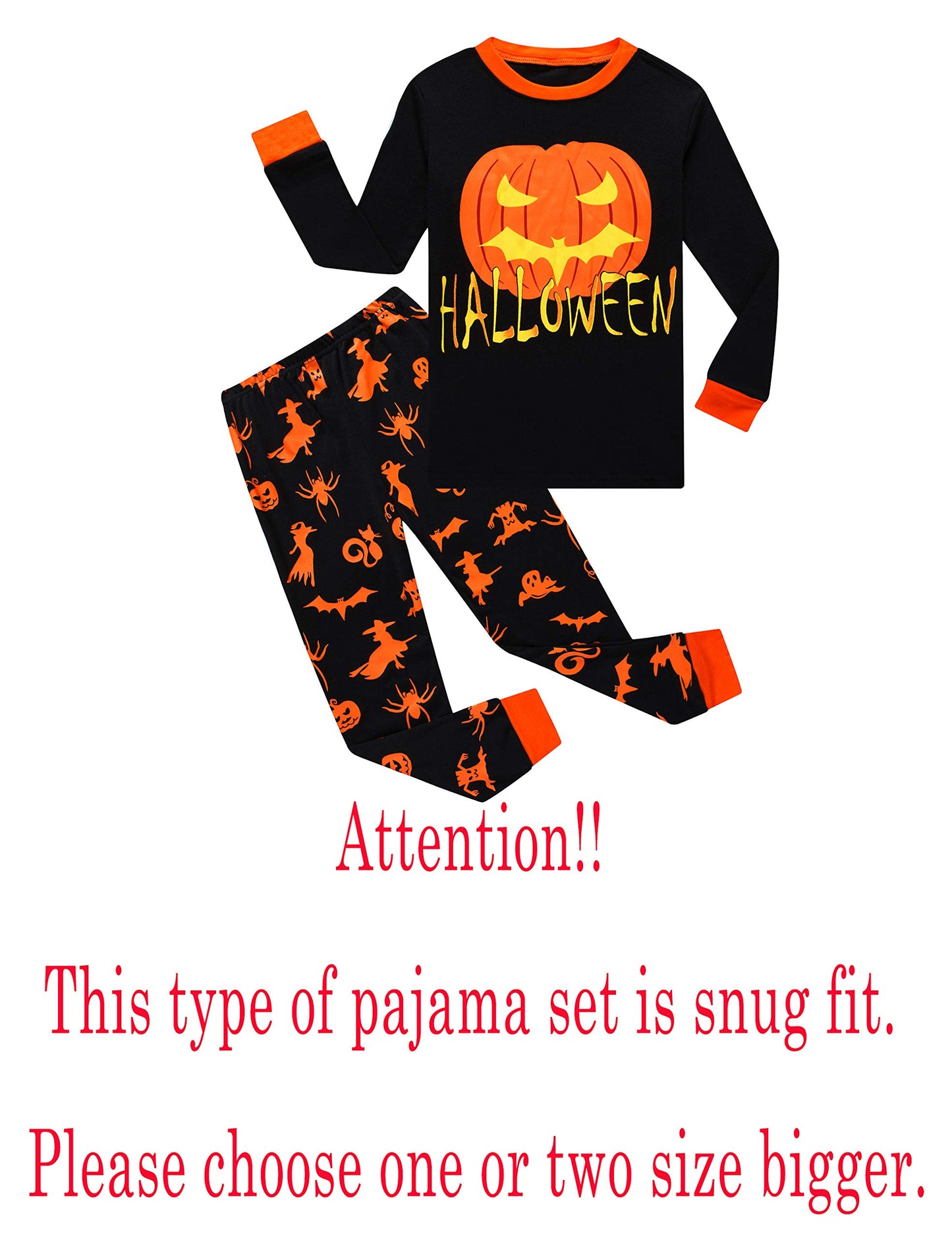 Pumpkin Halloween Pajamas Baby Boys Girls Sleepwear Long Sleeve Kids Toddler Pjs Size 12-18 Months