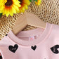 Cm C&M Wodro Toddler Girls Clothing Sets Valentine Fashion Sweatshirts Baby Fall Winter Outfits Heart Print Top And Pants(Red,18