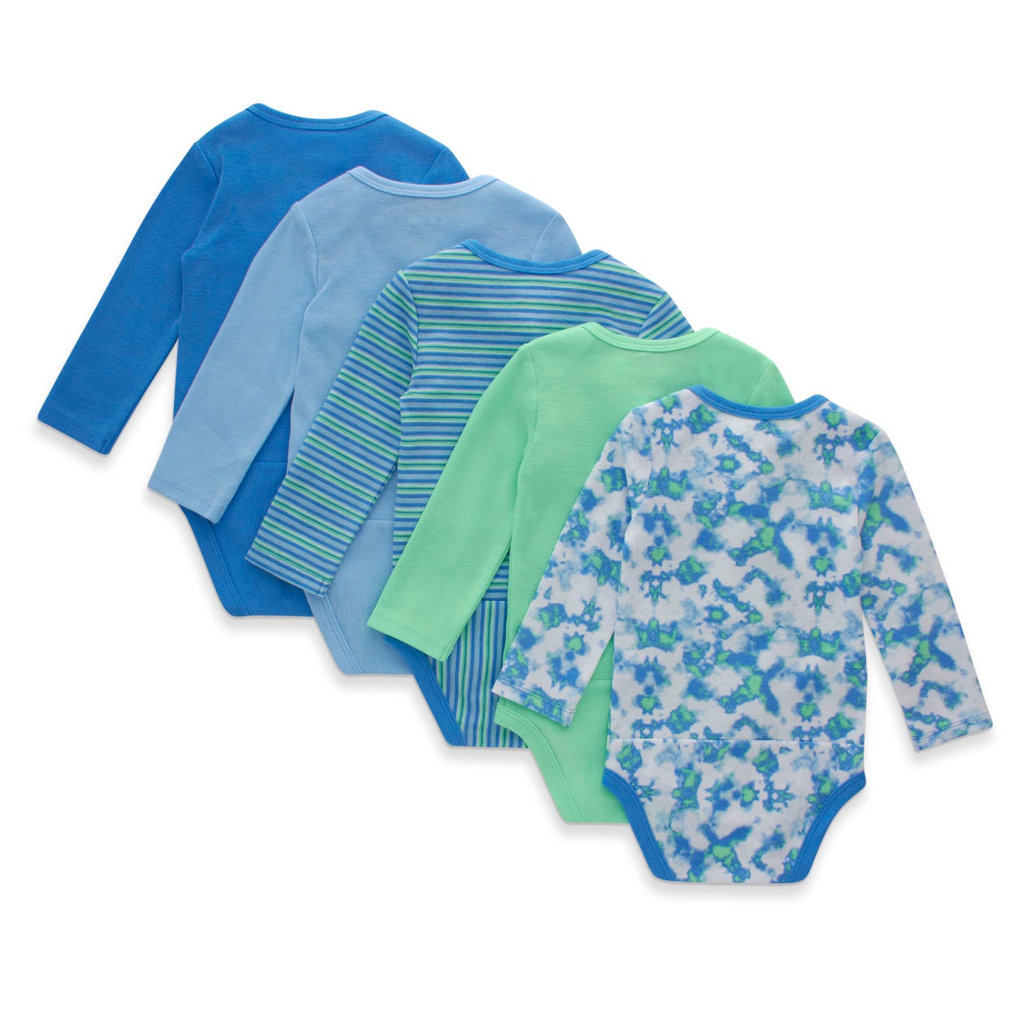 Hanes Unisex Baby Long Sleeve Bodysuit, Ultimate Flexy Boys & Girls, 5-Pack, Blue/Green, 18-24 Months Us