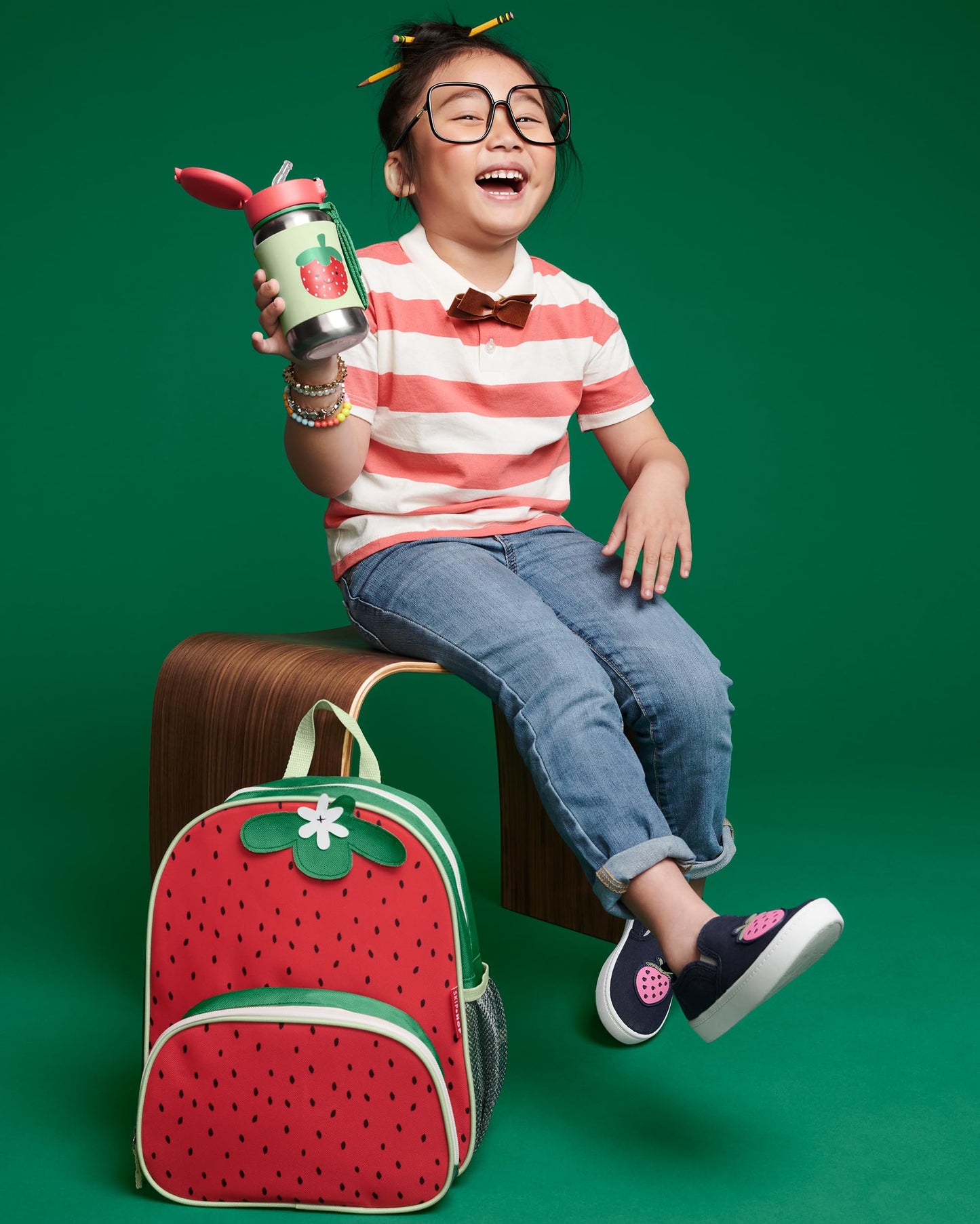 Skip Hop Toddler Sippy Cup With Straw, Sparks Stainless Steel Straw Bottle, Strawberry