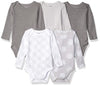 Hanes Baby Boys Ultimate Flexy 5 Pack Long Sleeve Bodysuits Bodystocking, Grey Fun, 0-6 Months Us