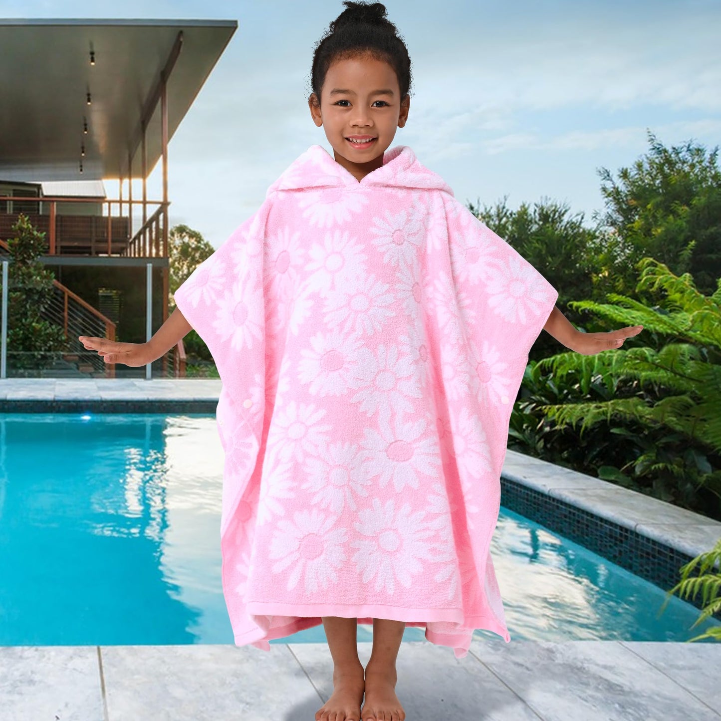 Voova & Movas Thick Hooded Bath Towel Poncho For Kids (4-8Years) - Soft, Absorbent Turkish Cotton Swim Towel Robe, Perfect For B