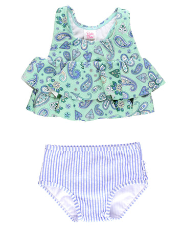 Rufflebutts Flounce Bikini - Sea Glass Paisley - 3-6M