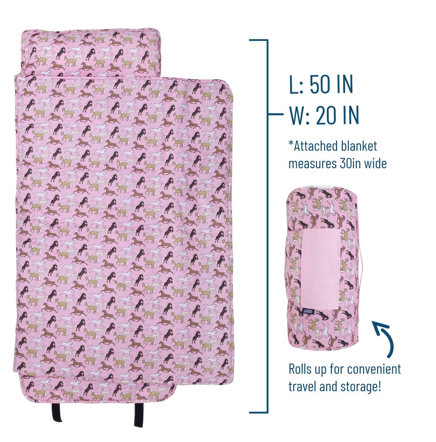 Wildkin Original Nap Mat With Reusable Pillow For Boys And Girls, Perfect For Elementary Sleeping Mat, Features Hook And Loop Fa