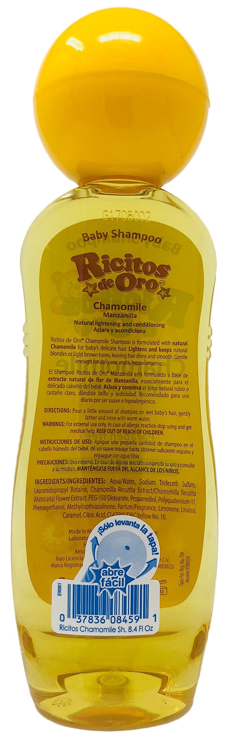 Ricitos De Oro Chamomile Baby Shampoo, Hypoallergenic Tear Free Baby Shampoo With Chamomille Extract; 8.4 Fl Oz