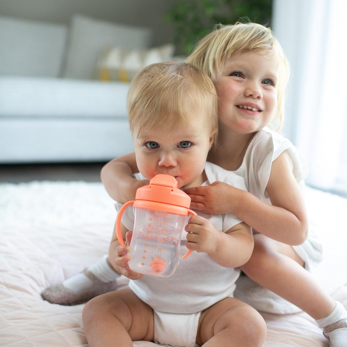 Dr. Browns Milestones Babys First Straw Cup, Training Cup with Weighted Straw, 9oz/270mL, Coral, BPA Free, 6m+