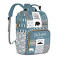 Woodland Bear Custom Name Diaper Bag Backpack for Baby Boys, Slate Blue Gray Personalized Name Cute Cartoon Large Nappy Nursing 