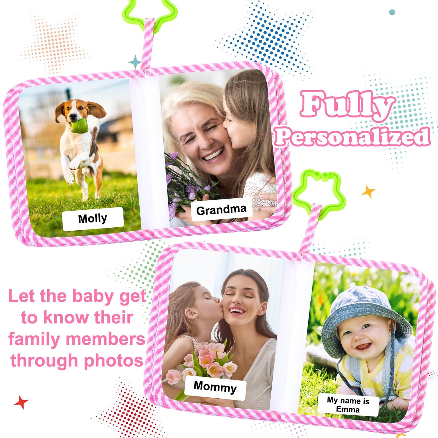 Reallnaive Baby Photo Album Holds 17 4X6 Pictures My First Soft Cloth Family Photo Book With Name Tag Stickers Fabric Kid Memory