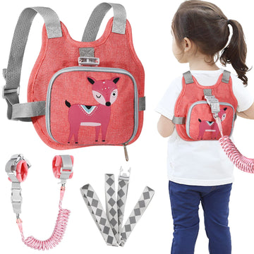 Toddler Harness Leash + Anti Lost Wrist Link, Accmor Kids Harnesses Children Leashes For Girls, Cute Deer Baby Walking Holder An