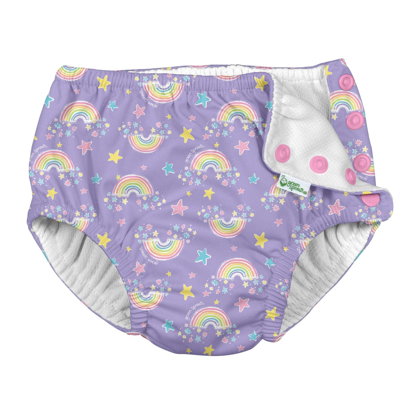 I Play Girls Reusable Absorbent Baby Swim Diapers Violet Rainbows 6 Months