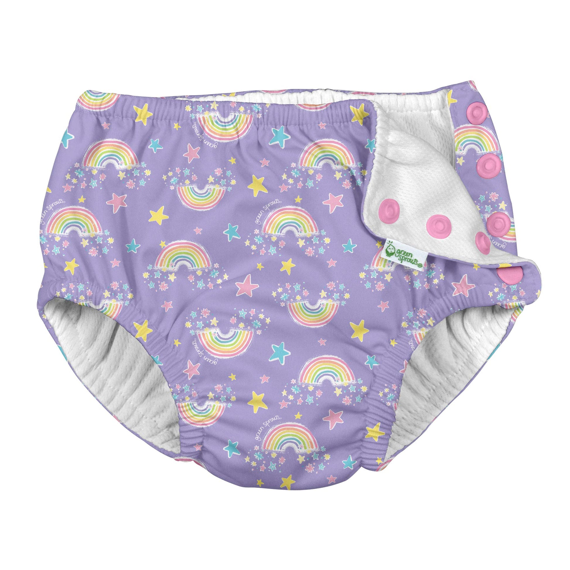 I Play Girls Reusable Absorbent Baby Swim Diapers Violet Rainbows 6 Months