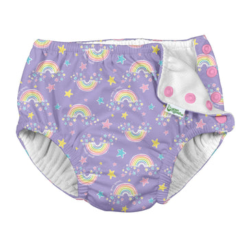 I Play Girls Reusable Absorbent Baby Swim Diapers Violet Rainbows 6 Months