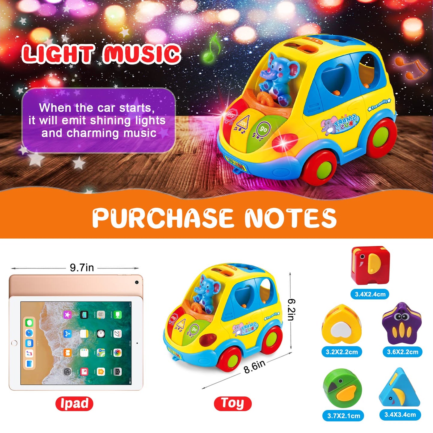 Baby Toys for 1 Year Old Boy Girl Gift Musical Bus Baby Toys 6-12 12-18 Months Toddler Toys Early Learning Montessori Toys for 1