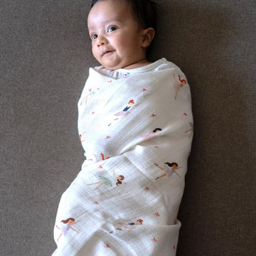 DULAAR Organic Muslin Swaddle (Little Ballerinas)