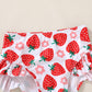Toddler Girls Two Pieces Swimsuit Color Block Stripe Swimwear Summer Beach Bathing Suit 18M-5T(Red#Strawberry 2-3T)