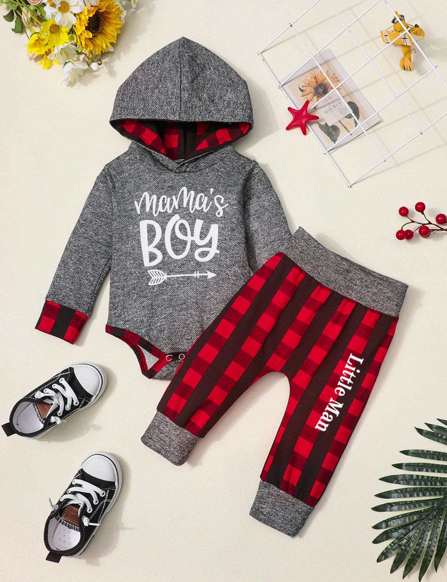 Fommy Baby Boy Clothes 0-3 Months Boy Outfit Mama'S Boy Letter Print Hoodies+Little Man Long Pants 2Pcs Set Stuff Gifts