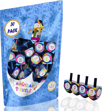 The Dreidel Company Multi Colored Hand Painted Wooden, The Hanukkah Game, Let'S Play Dreidel (30-Pack)