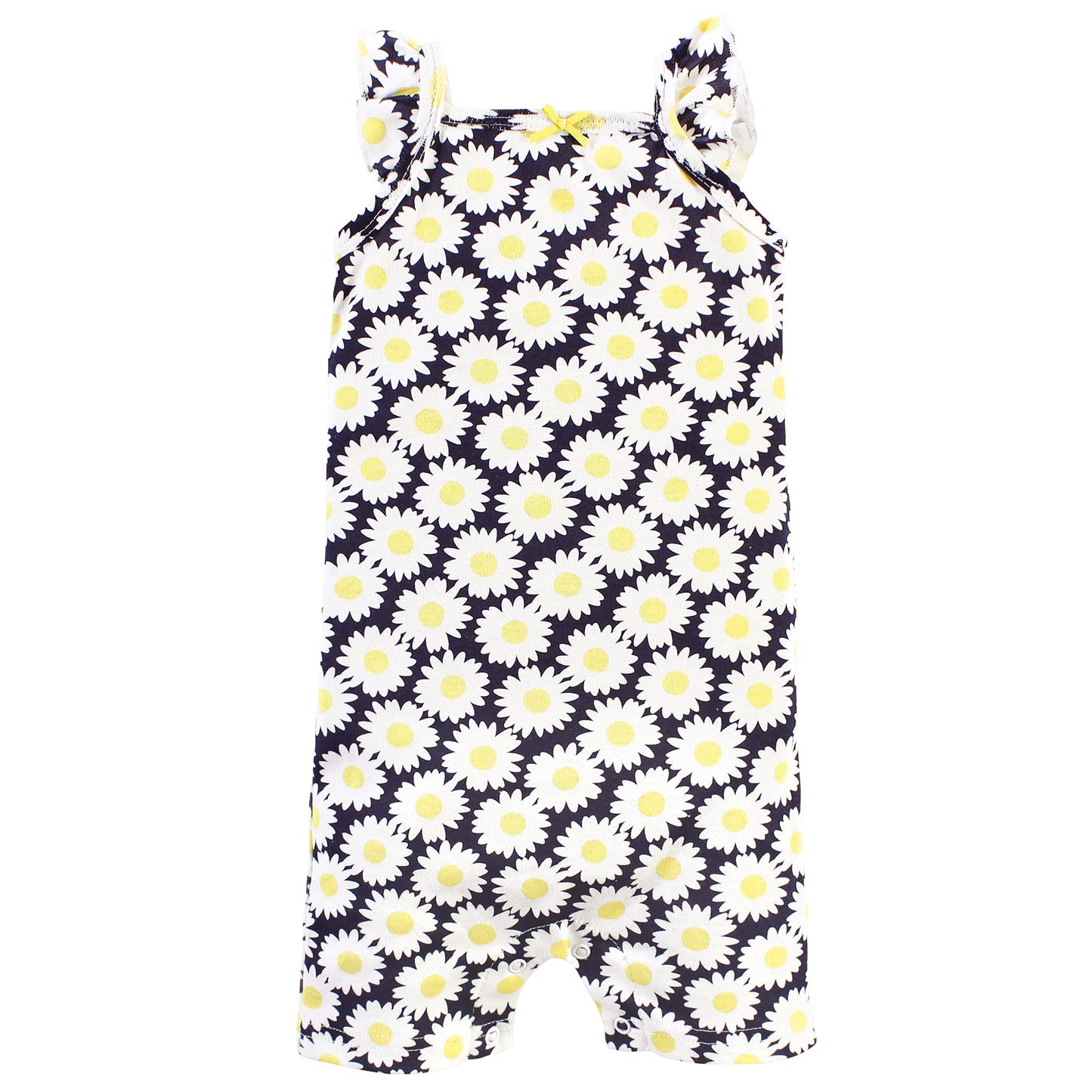 Hudson Baby Baby Cotton Rompers, Yellow Daisy, 6-9 Months