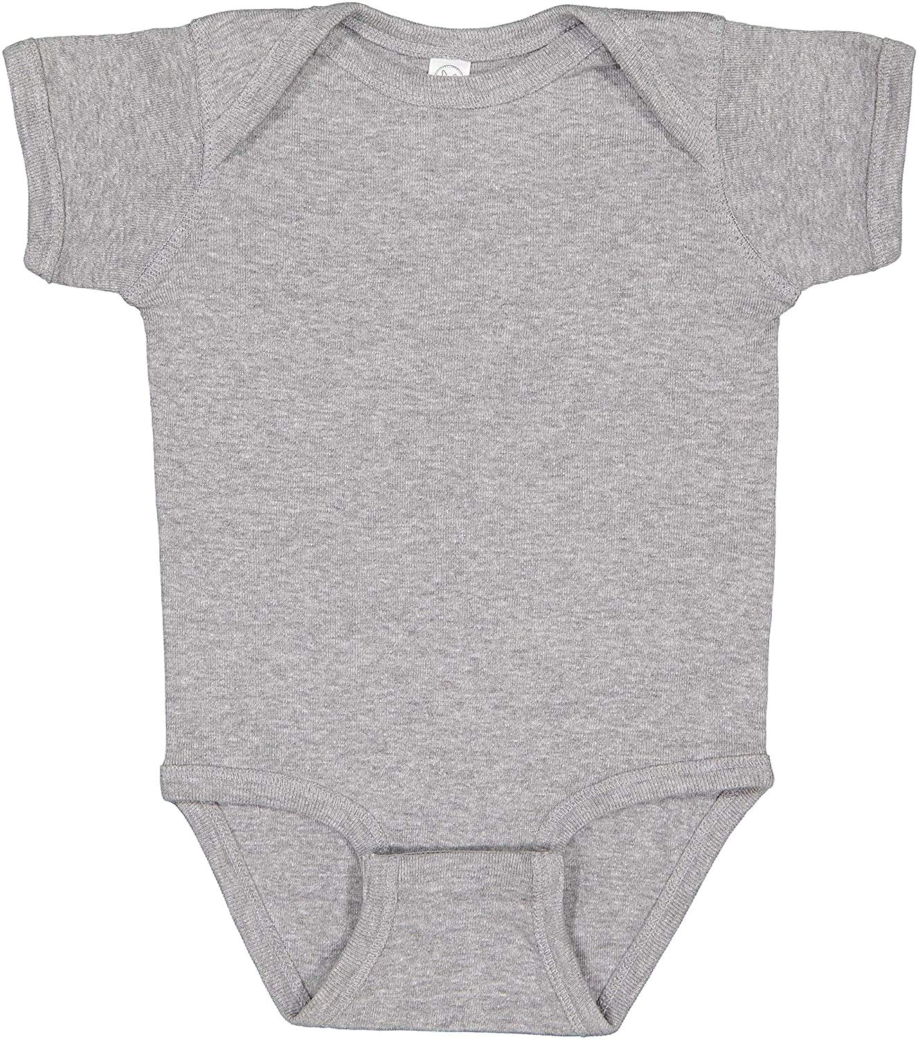 Rabbit Skins Baby Soft Short-Sleeve Bodysuit (4400) Heather, 0-3 Months