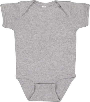 Rabbit Skins Baby Soft Short-Sleeve Bodysuit (4400) Heather, 0-3 Months