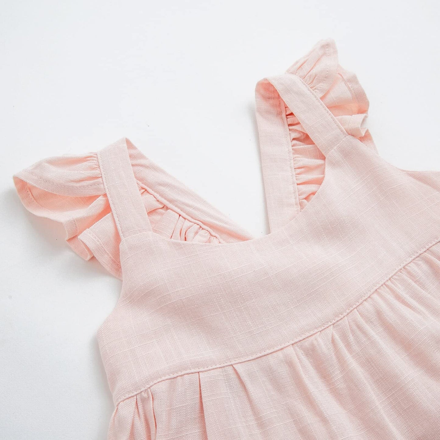 Curipeer Baby Girl Cotton Linen Dress With Smocking Casual Infant Dress Sleeveless Pink 3 Years