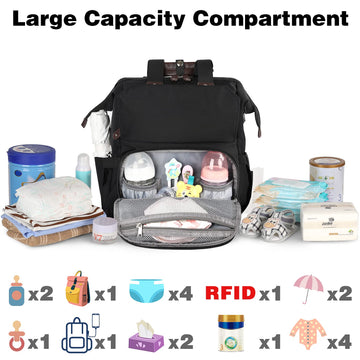 Jiefeike Diaper Bag Backpack, Baby Boys Girls Portable Baby Nappy Bags, Dad Mom Backpack Diaper Bag With Insulated Pockets Usb C