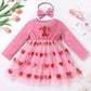 Imekis First Valentines Day Baby Girl Outfit: Toddler Valentines Day Dress Tulle Heart Velvet Long Sleeve Birthday Dress Smash C