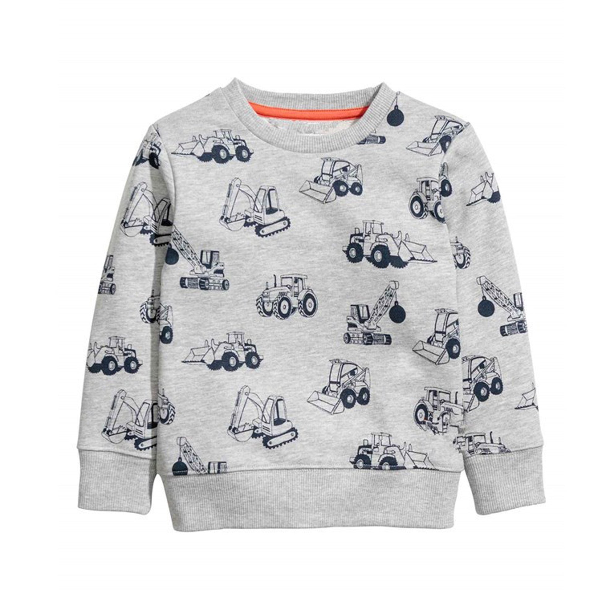 Huaer& Baby Boy Round Neck Cotton Long Sleeve Pullover Sweatshirt 2-7Y (4-5T, Gray)