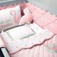 MASILO Organic Cotton Crib Set  Flamingo Theme  Complete Baby Bedding Bundle: Blanket, Pillow, Bolster, Fitted Sheet, Toy  So