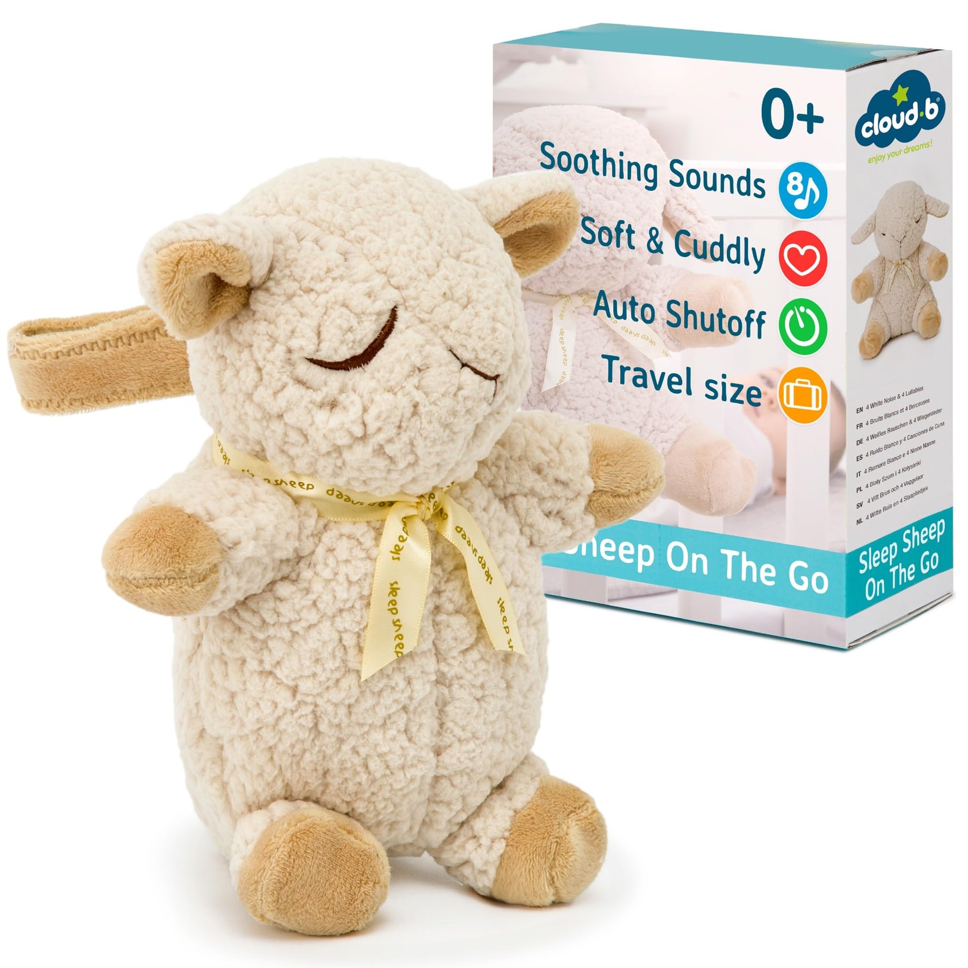 Cloud b Sound Machine with White Noise Soothing Sounds | Adjustable Settings & Auto-Shutoff | Ideal for Travel | Sleep Sheep On 