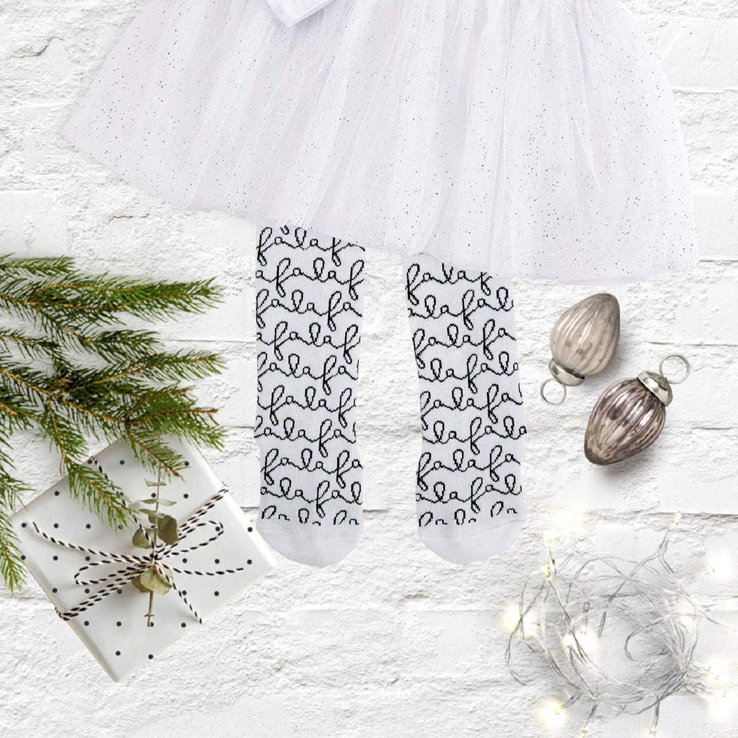 Stephan Baby Christmas Tights, Fa La La, Fits 6-12 Months