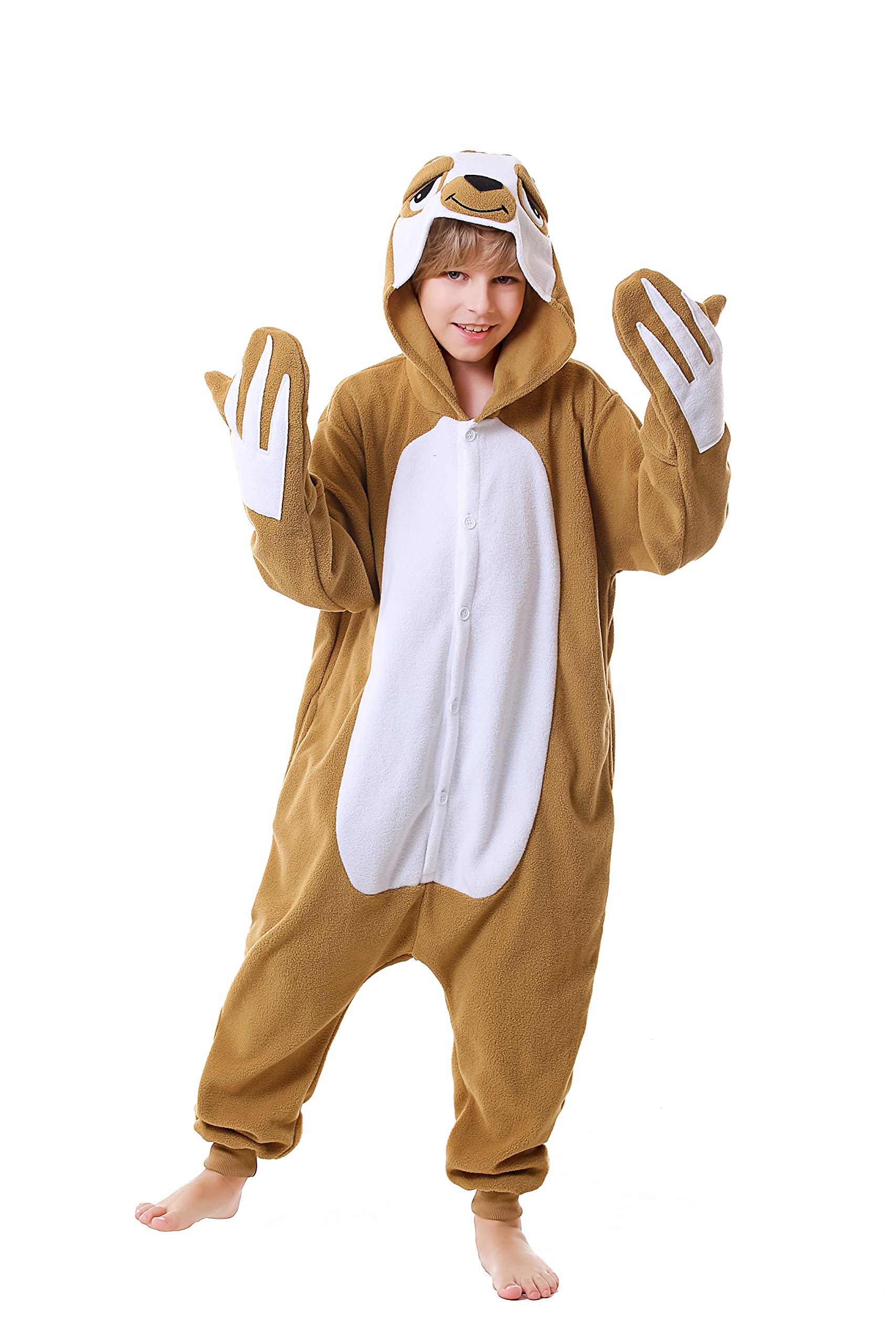Canasour Sloth Onesie Kids Halloween Cosplay Costume Girls One Piece Pjs Anime Unisex Hoodie Pajamas Brown For 5T Boys Party Pyj